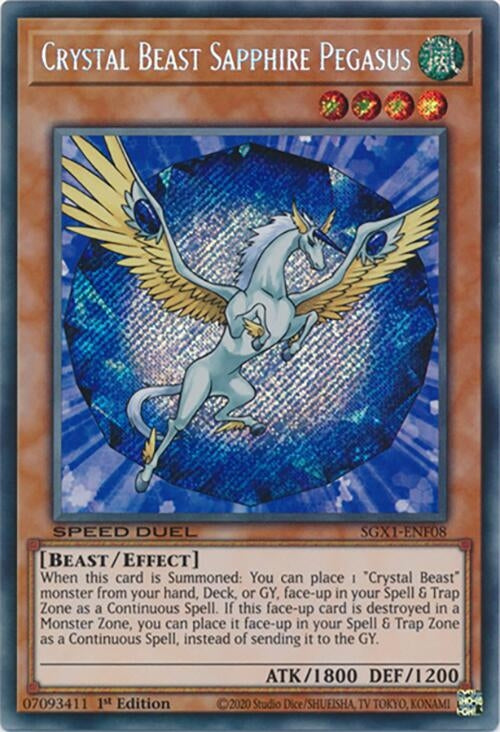 Image for Crystal Beast Sapphire Pegasus (Secret Rare) (Speed Duel GX: Duel Academy Box) (SGX1-ENF08) - YuGiOh