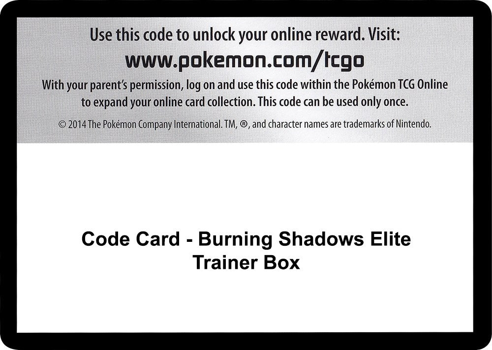 Image for Code Card - Burning Shadows Elite Trainer Box - Pokemon