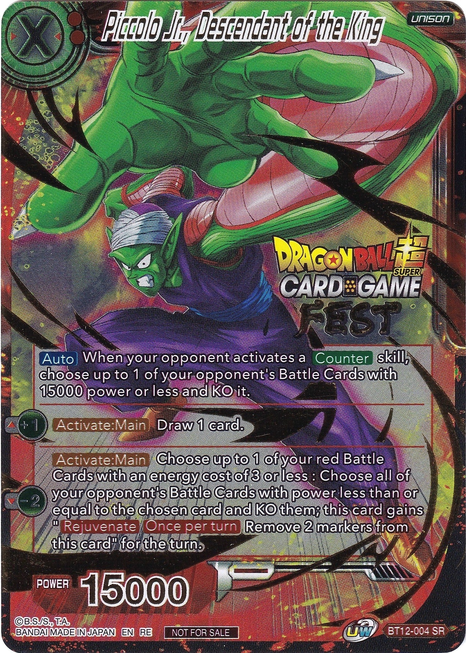 Image for Piccolo Jr., Descendant of the King (Card Game Fest 2022) (Tournament Promotion Cards) (BT12-004) - Dragon Ball Super: Masters