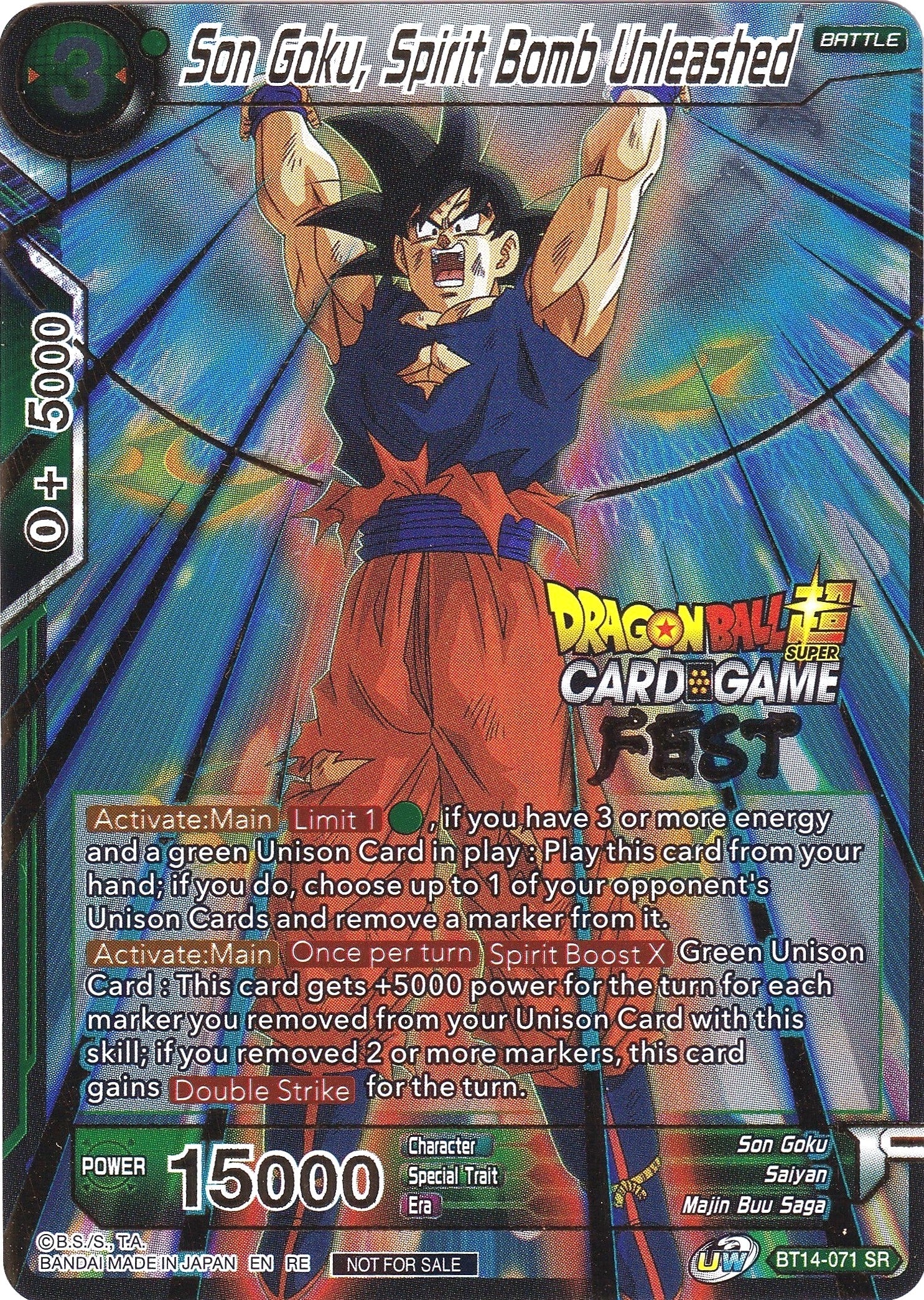 Image for Son Goku, Spirit Bomb Unleashed (Card Game Fest 2022) (Tournament Promotion Cards) (BT14-071) - Dragon Ball Super: Masters