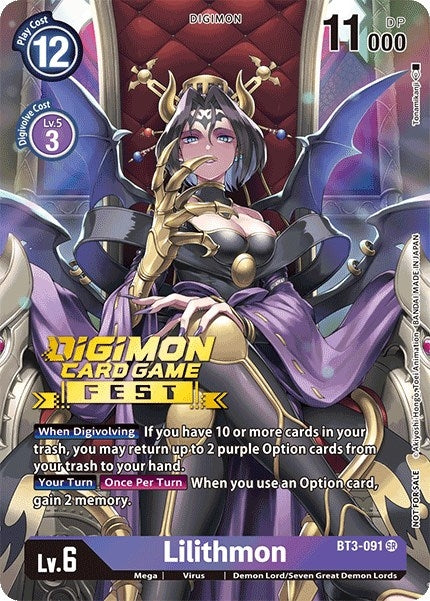 Image for Lilithmon (Digimon Card Game Fest 2022) (BT01-03A) (BT3-091 SR) - Digimon Card Game