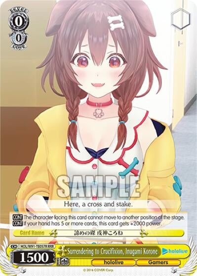 Image for Surrendering to Crucifixion, Inugami Korone (RRR) (hololive production) (HOL/W91-TE057R RRR) - Weiss Schwarz
