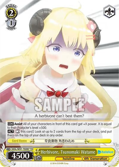 Image for Herbivore, Tsunomaki Watame (hololive production) (HOL/W91-TE097 TD) - Weiss Schwarz