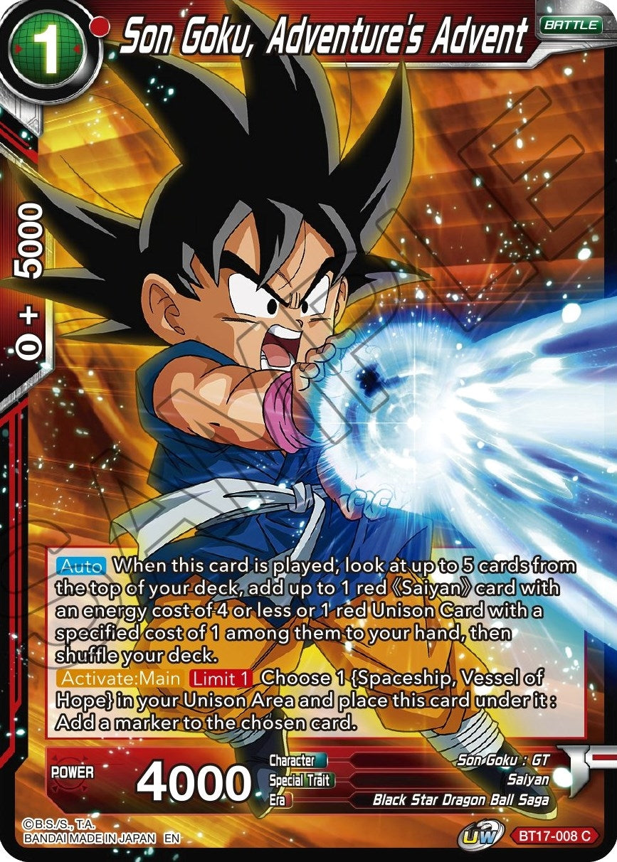 Image for Son Goku, Adventure's Advent (DBS-B17) (17008)