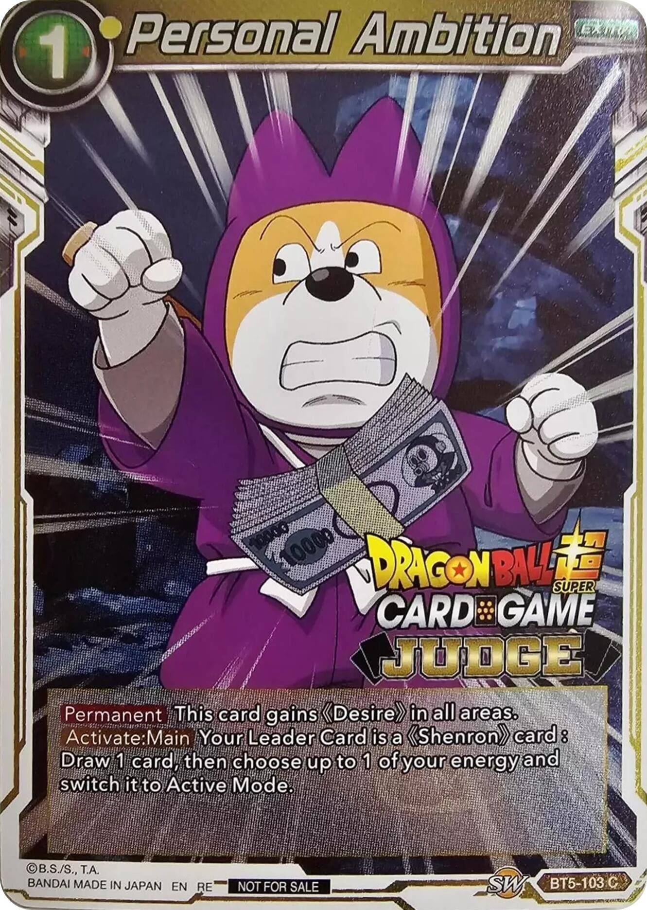 Image for Personal Ambition (Judge Pack Vol.11) (Tournament Promotion Cards) (BT5-103) - Dragon Ball Super: Masters
