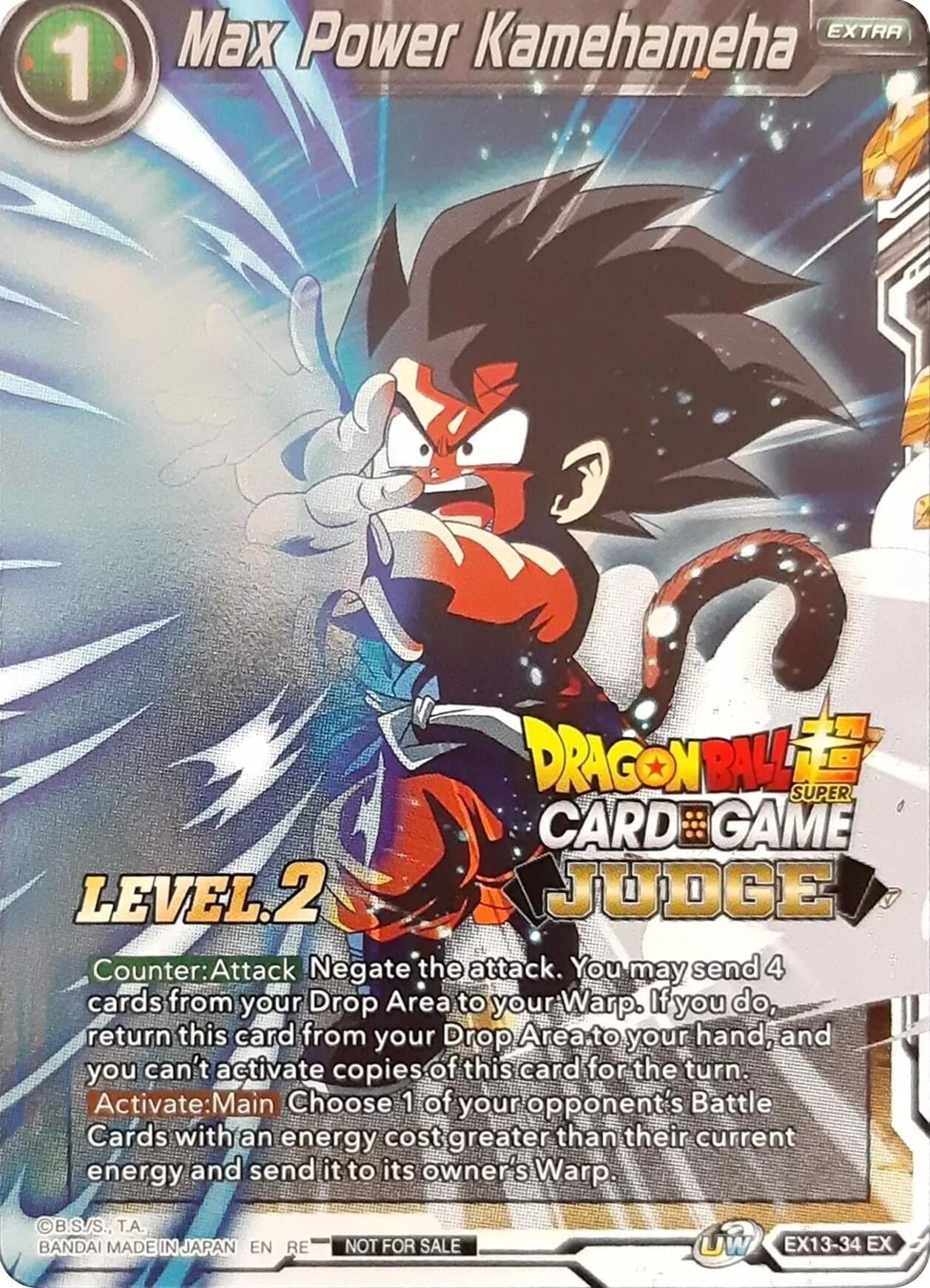 Image for Max Power Kamehameha (Level 2) (Judge) (Tournament Promotion Cards) (EX13-34) - Dragon Ball Super: Masters