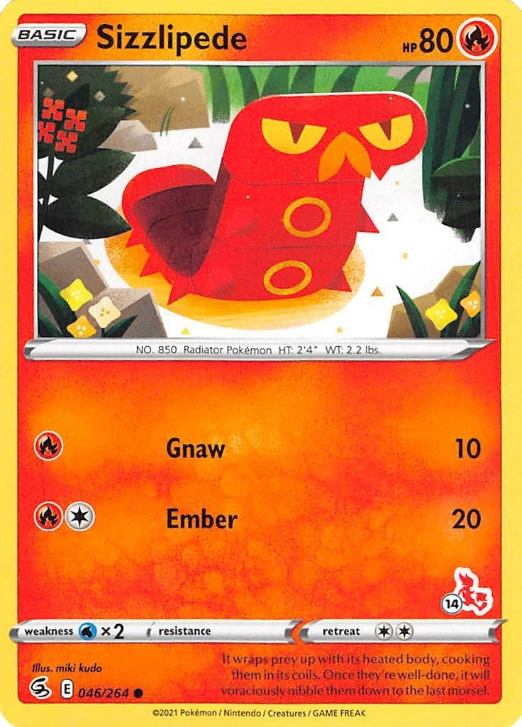 Image for Sizzlipede - 046/264 (#14 Cinderace Stamped) (Battle Academy 2022) (046/264) - Pokemon