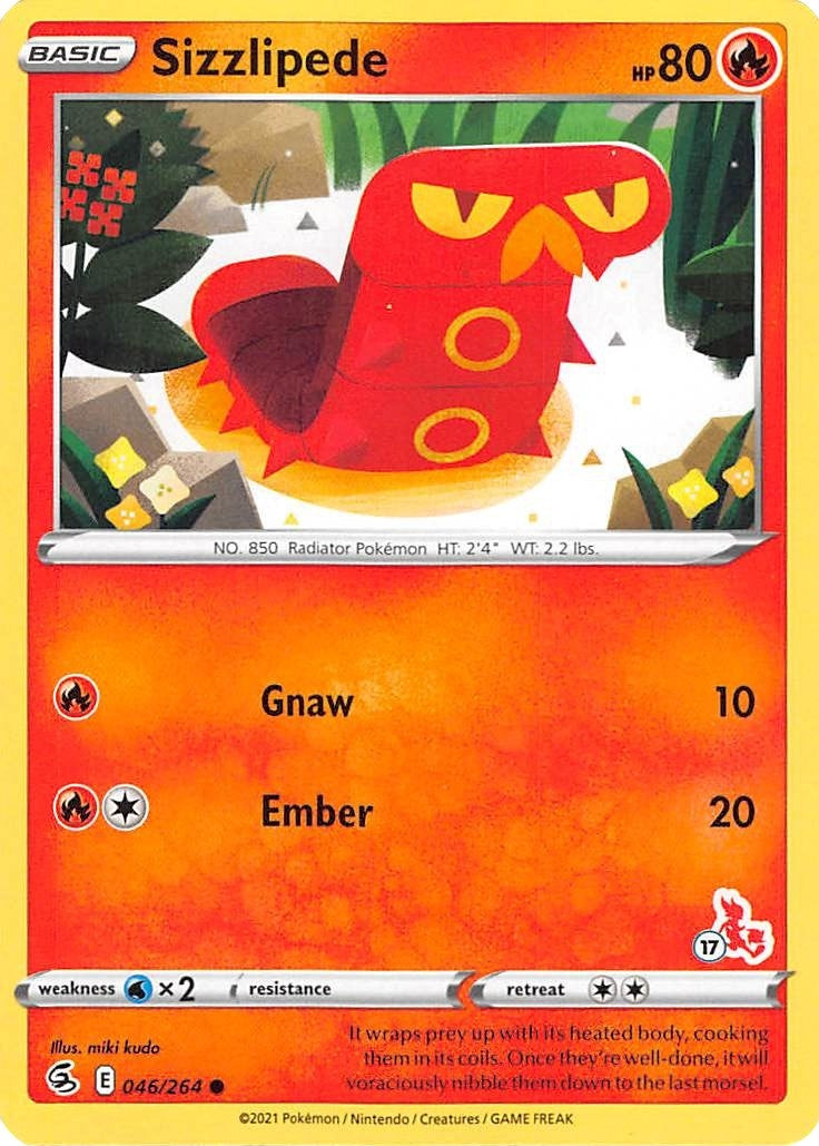 Image for Sizzlipede - 046/264 (#17 Cinderace Stamped) (Battle Academy 2022) (046/264) - Pokemon