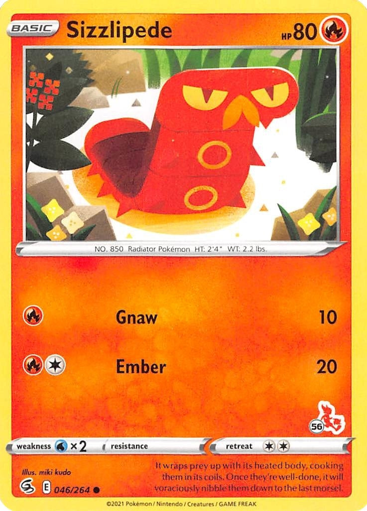 Image for Sizzlipede - 046/264 (#56 Cinderace Stamped) (Battle Academy 2022) (046/264) - Pokemon