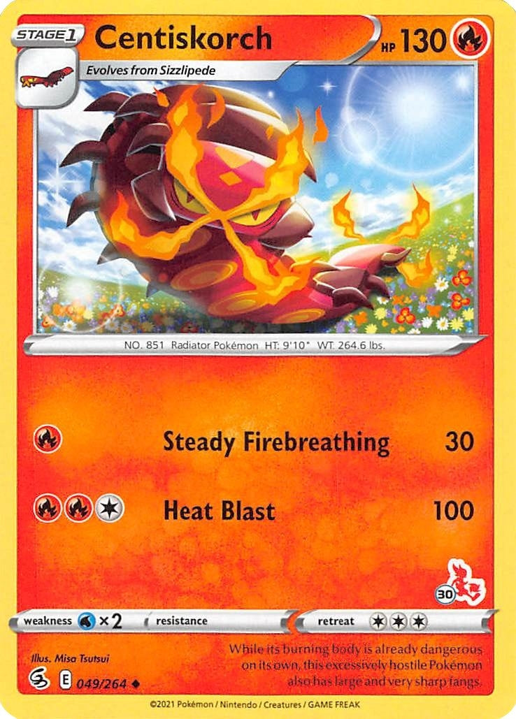 Image for Centiskorch - 049/264 (#30 Cinderace Stamped) (Battle Academy 2022) (049/264) - Pokemon