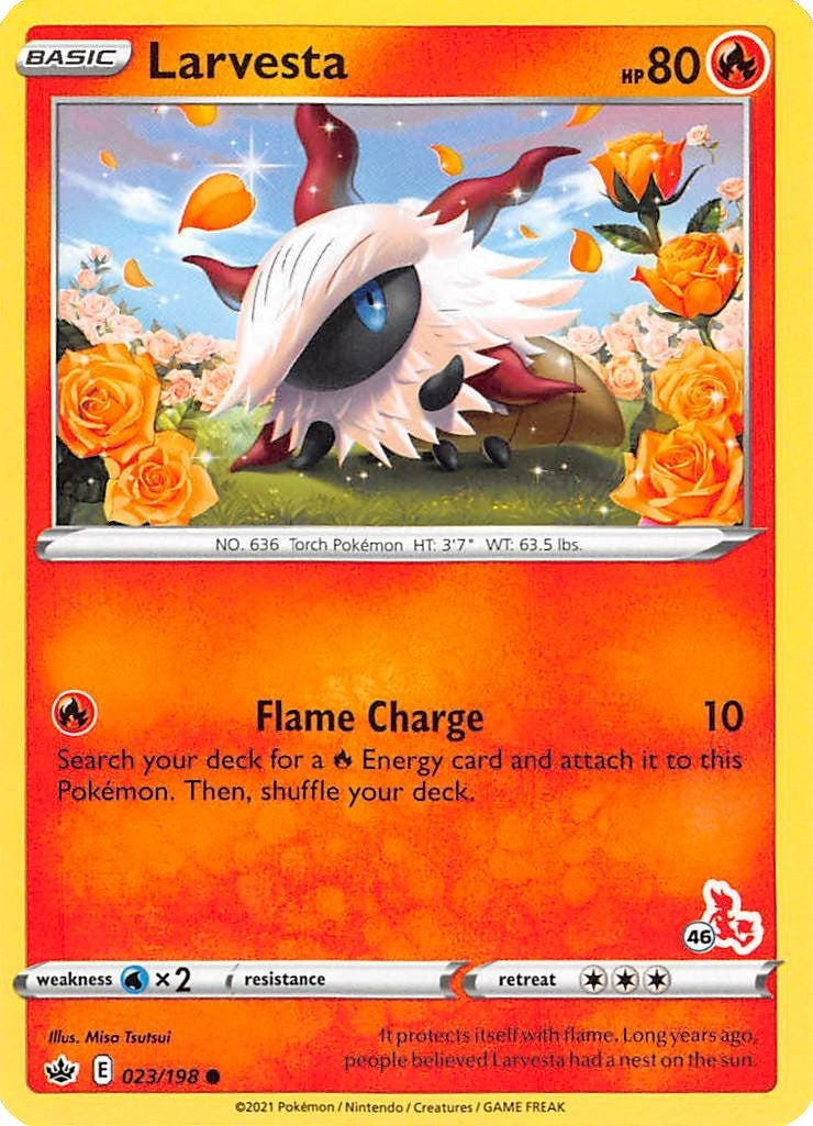 Image for Larvesta - 023/198 (#46 Cinderace Stamped) (Battle Academy 2022) (023/198) - Pokemon