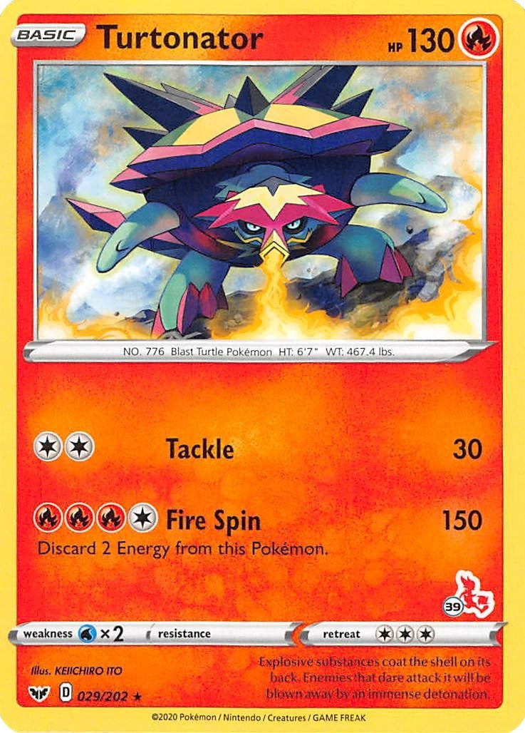 Image for Turtonator - 029/202 (#39 Cinderace Stamped) (Battle Academy 2022) (029/202) - Pokemon