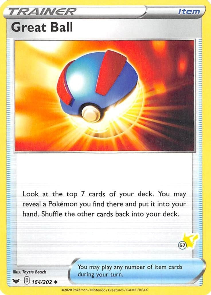 Image for Great Ball - 164/202 (#57 Pikachu Stamped) (Battle Academy 2022) (164/202) - Pokemon