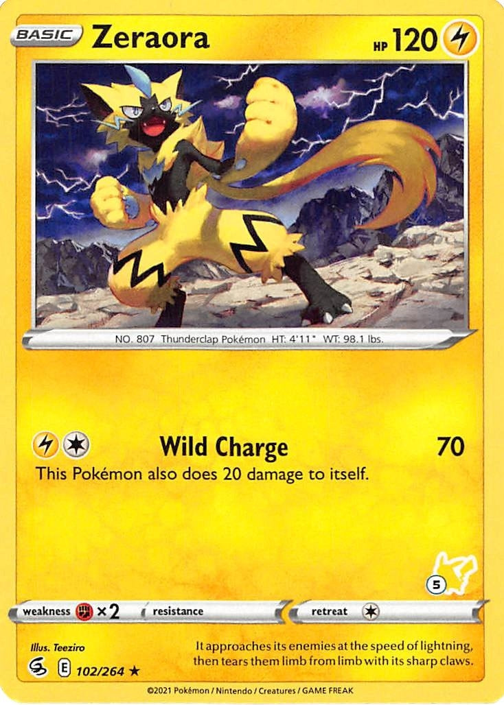 Image for Zeraora - 102/264 (#5 Pikachu Stamped) (Battle Academy 2022) (102/264) - Pokemon