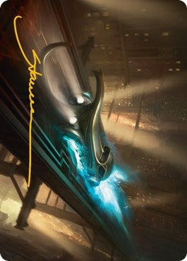 Image for Run Out of Town Art Card (Gold-Stamped Signature) (Art Series: Streets of New Capenna) (13) - Magic: The Gathering