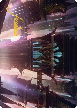 Image for Skybridge Towers Art Card (Gold-Stamped Signature) (Art Series: Streets of New Capenna) (37) - Magic: The Gathering