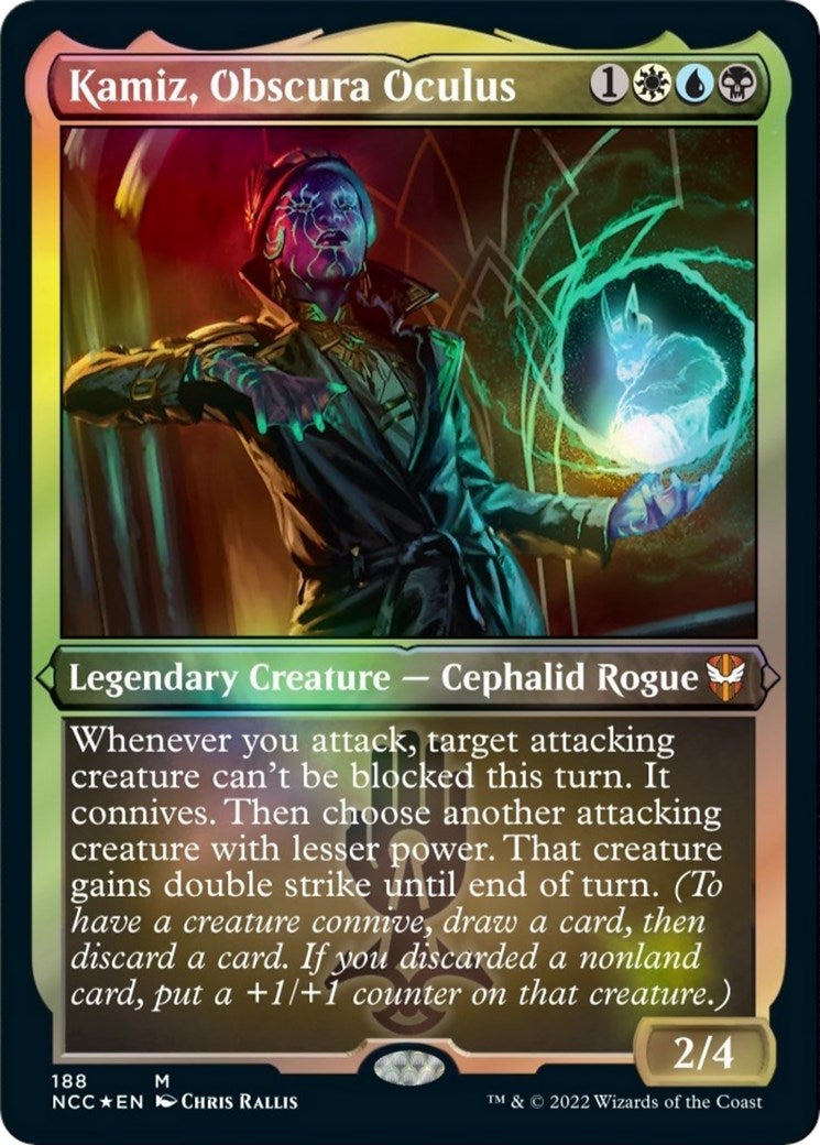 Image for Kamiz, Obscura Oculus (Display Commander) - Thick Stock (Commander: Streets of New Capenna) (188) - Magic: The Gathering