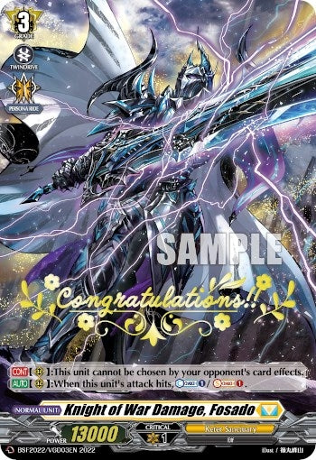 Image for Knight of War Damage, Fosado (Hot Stamped) (Bushiroad Event Cards) (BSF2022/VGD03EN 2022) - Cardfight Vanguard