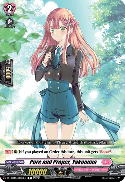 Image for Pure and Proper, Yakomina (D-LBT02: Lyrical Monasterio ~It's a New School Term!~) (D-LBT02/036EN) - Cardfight Vanguard
