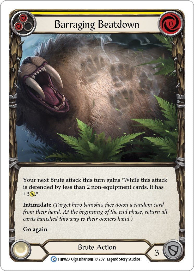 Image for Barraging Beatdown (Yellow) (History Pack Vol.1) (1HP023) - Flesh and Blood TCG