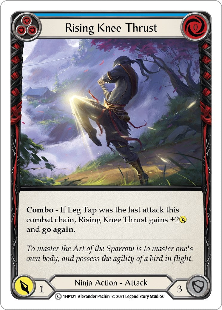 Image for Rising Knee Thrust (Blue) (History Pack Vol.1) (1HP121) - Flesh and Blood TCG