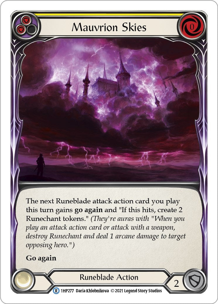 Image for Mauvrion Skies (Yellow) (History Pack Vol.1) (1HP277) - Flesh and Blood TCG