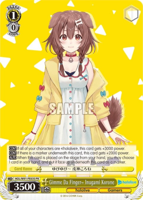 Image for Gimme Da Finger~ Inugami Korone (Bushiroad on the Road 2022) (hololive production) (HOL/W91-PE03 PR) - Weiss Schwarz