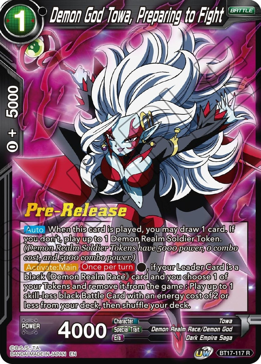 Image for Demon God Towa, Preparing to Fight (Ultimate Squad Pre-Release Cards) (BT17-117) - Dragon Ball Super: Masters