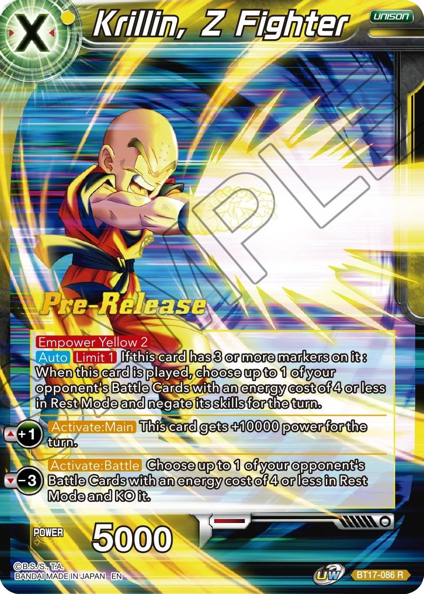 Image for Krillin, Z Fighter (Ultimate Squad Pre-Release Cards) (BT17-086) - Dragon Ball Super: Masters