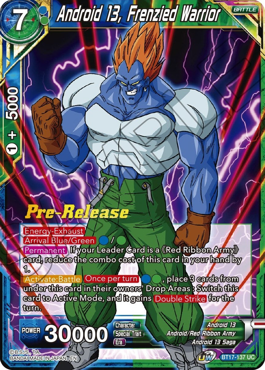 Image for Android 13, Frenzied Warrior (Ultimate Squad Pre-Release Cards) (BT17-137) - Dragon Ball Super: Masters