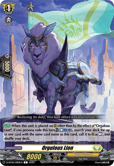 Image for Orgulous Lion (D-BT05: Triumphant Return of the Brave Heroes) (D-BT05/080EN) - Cardfight Vanguard