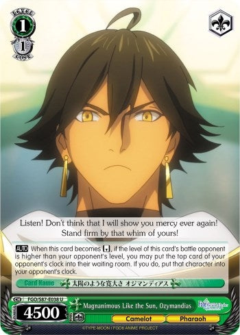Image for Magnanimous Like the Sun, Ozymandias (Fate/Grand Order THE MOVIE Divine Realm of the Round Table: Camelot) (FGO/S87-E038 U) - Weiss Schwarz