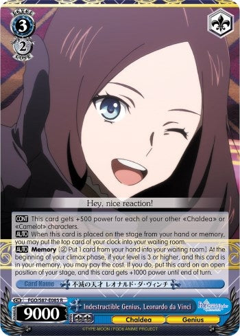 Image for Indestructible Genius, Leonardo da Vinci (Fate/Grand Order THE MOVIE Divine Realm of the Round Table: Camelot) (FGO/S87-E085 R) - Weiss Schwarz