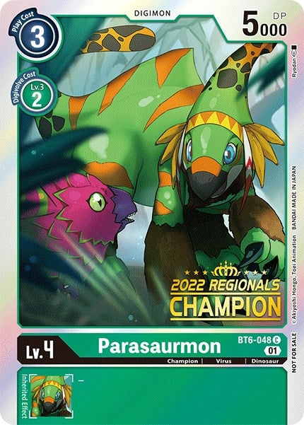 Image for Parasaurmon (2022 Championship Online Regional) [Online Champion] (BT06) (6048)