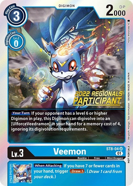 Image for Veemon (2022 Championship Online Regional) [Online Participant] (ST-8) (ST8-04 SR) - Digimon Card Game
