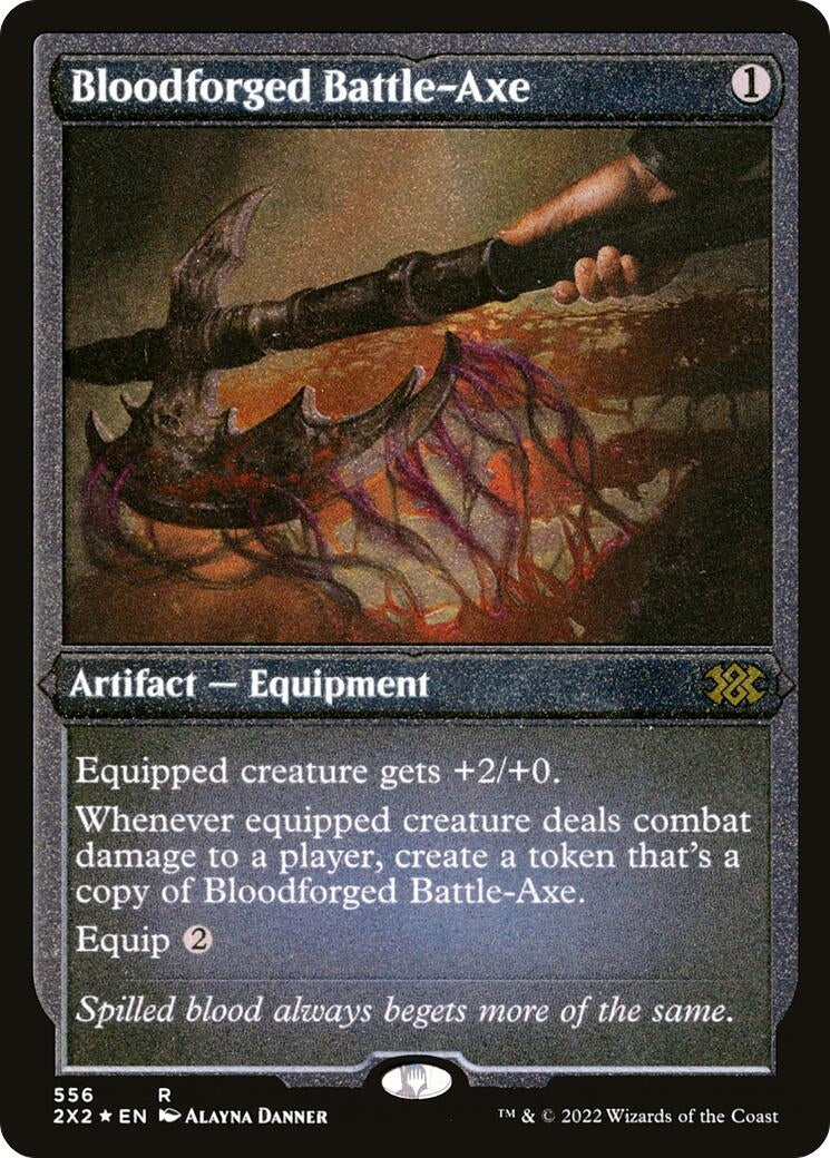 Image for Bloodforged Battle-Axe (Foil Etched) (Double Masters 2022) (556) - Magic: The Gathering