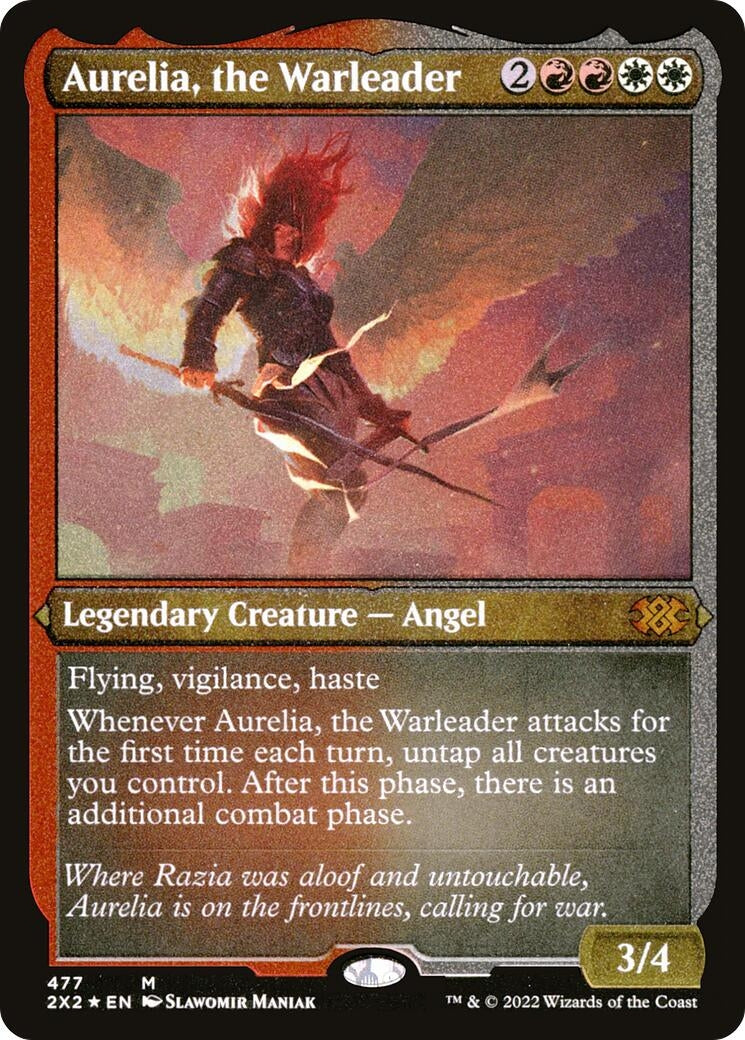 Image for Aurelia, the Warleader (Foil Etched) (Double Masters 2022) (477) - Magic: The Gathering