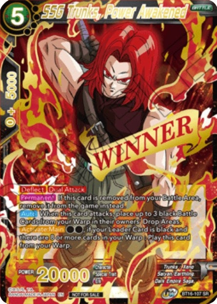 Image for SSG Trunks, Power Awakened (Winner Stamped) (Tournament Promotion Cards) (BT16-107) - Dragon Ball Super: Masters