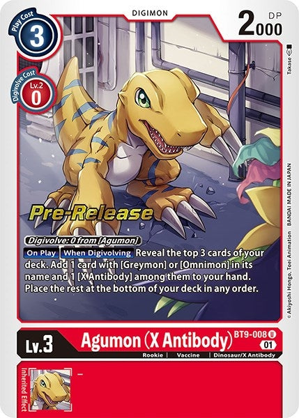 Image for Agumon (X Antibody) (BT09_PR) (BT9-008 U) - Digimon Card Game