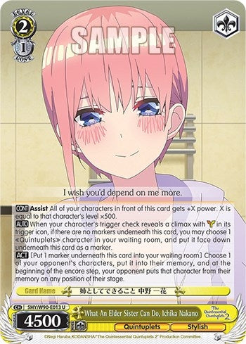 Image for What An Elder Sister Can Do, Ichika Nakano (The Quintessential Quintuplets 2) (5HY/W90-E013 U) - Weiss Schwarz