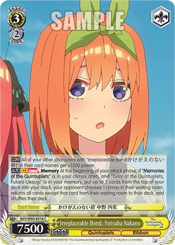 Image for Irreplaceable Bond, Yotsuba Nakano (The Quintessential Quintuplets 2) (5HY/W90-E018 C) - Weiss Schwarz