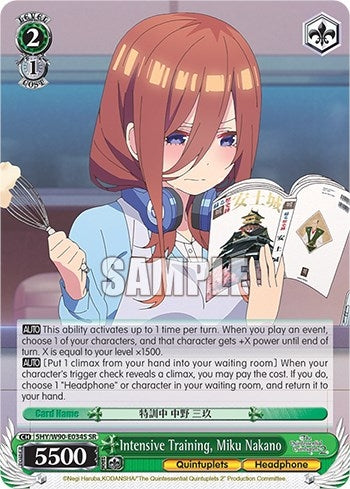 Image for Intensive Training, Miku Nakano (SR) (The Quintessential Quintuplets 2) (5HY/W90-E034S SR) - Weiss Schwarz