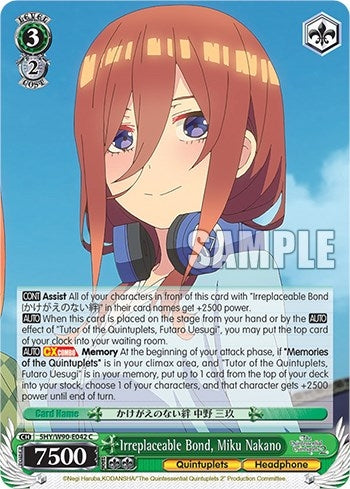 Image for Irreplaceable Bond, Miku Nakano (The Quintessential Quintuplets 2) (5HY/W90-E042 C) - Weiss Schwarz