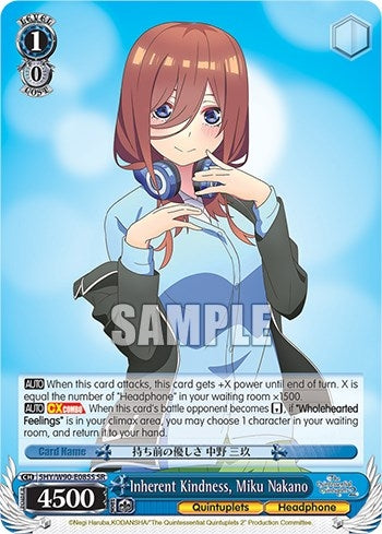 Image for Inherent Kindness, Miku Nakano (SR) (The Quintessential Quintuplets 2) (5HY/W90-E085S SR) - Weiss Schwarz