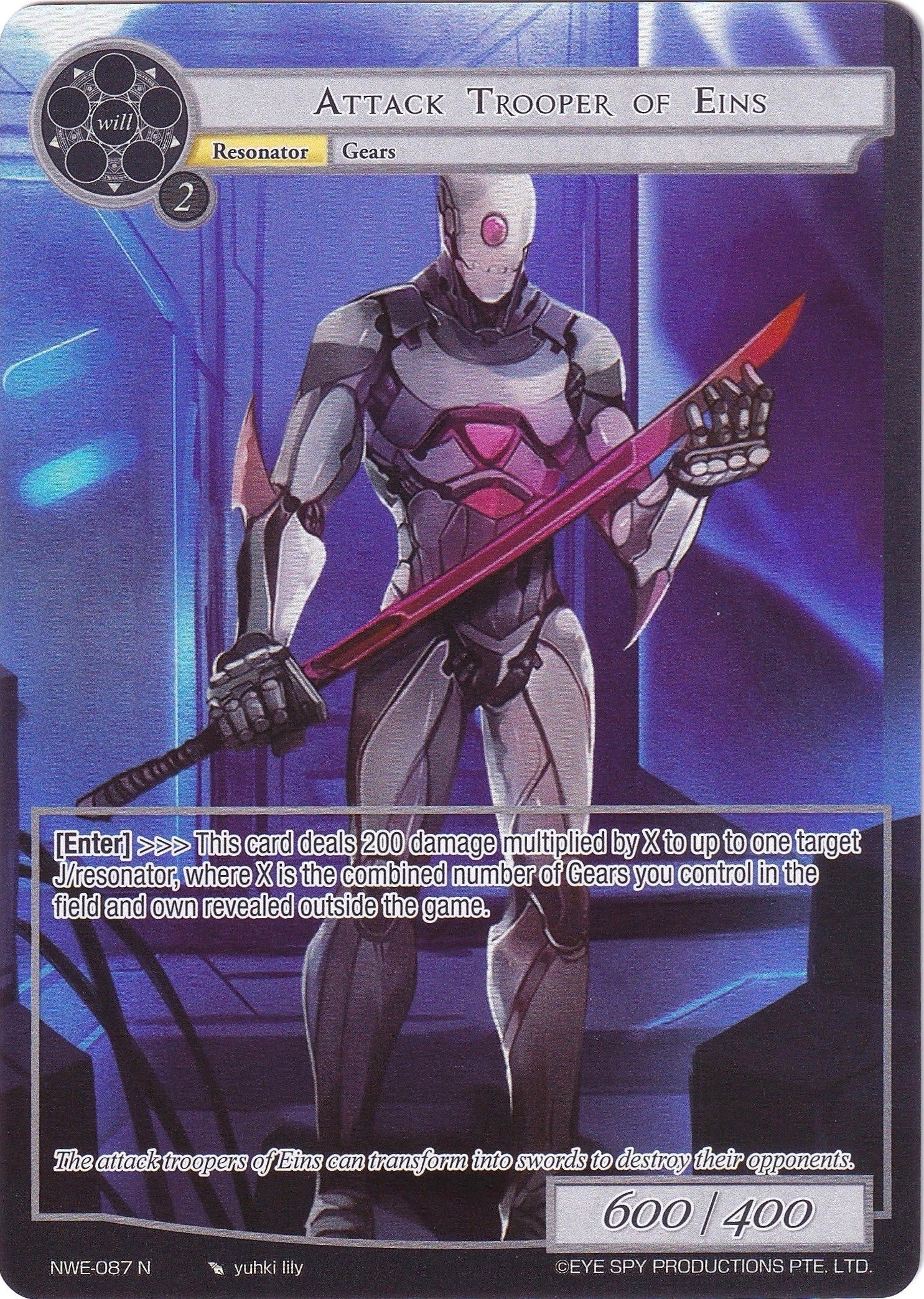 Image for Attack Trooper of Eins (Full Art) (A New World Emerges) (NWE-087 N) - Force of Will
