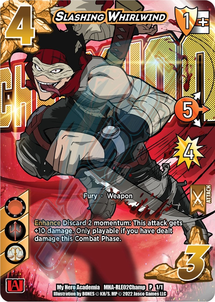 Image for Slashing Whirlwind (Regional License Exam 2022 Champion) (UniVersus: My Hero Academia Promo Cards) (MHA-RLE02Champ P 1/1) - UniVersus