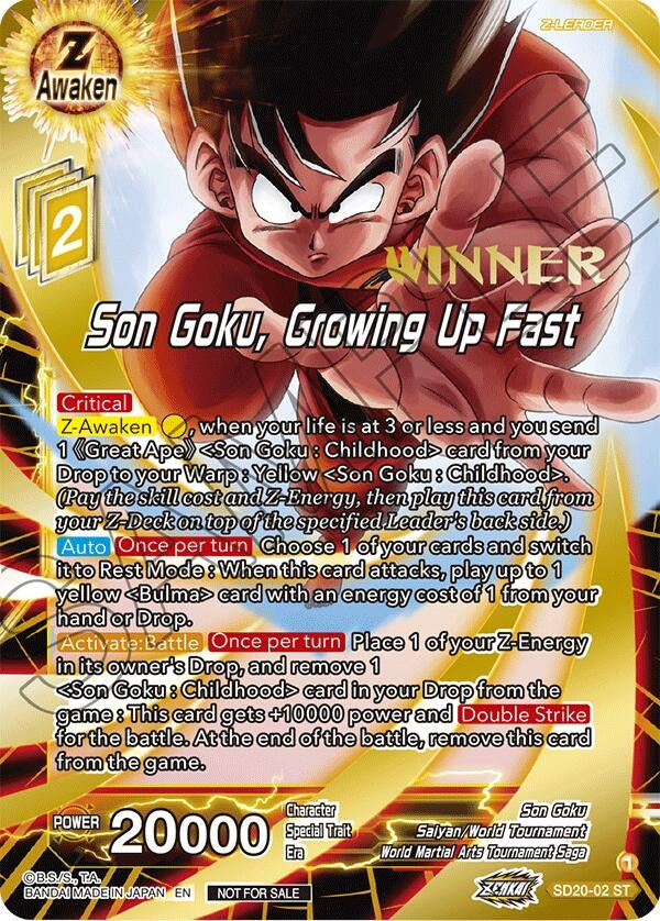 Image for Son Goku, Growing Up Fast (ZENKAI Celebration Winner-Stamped) (Promotion Cards) (SD20-02) - Dragon Ball Super: Masters