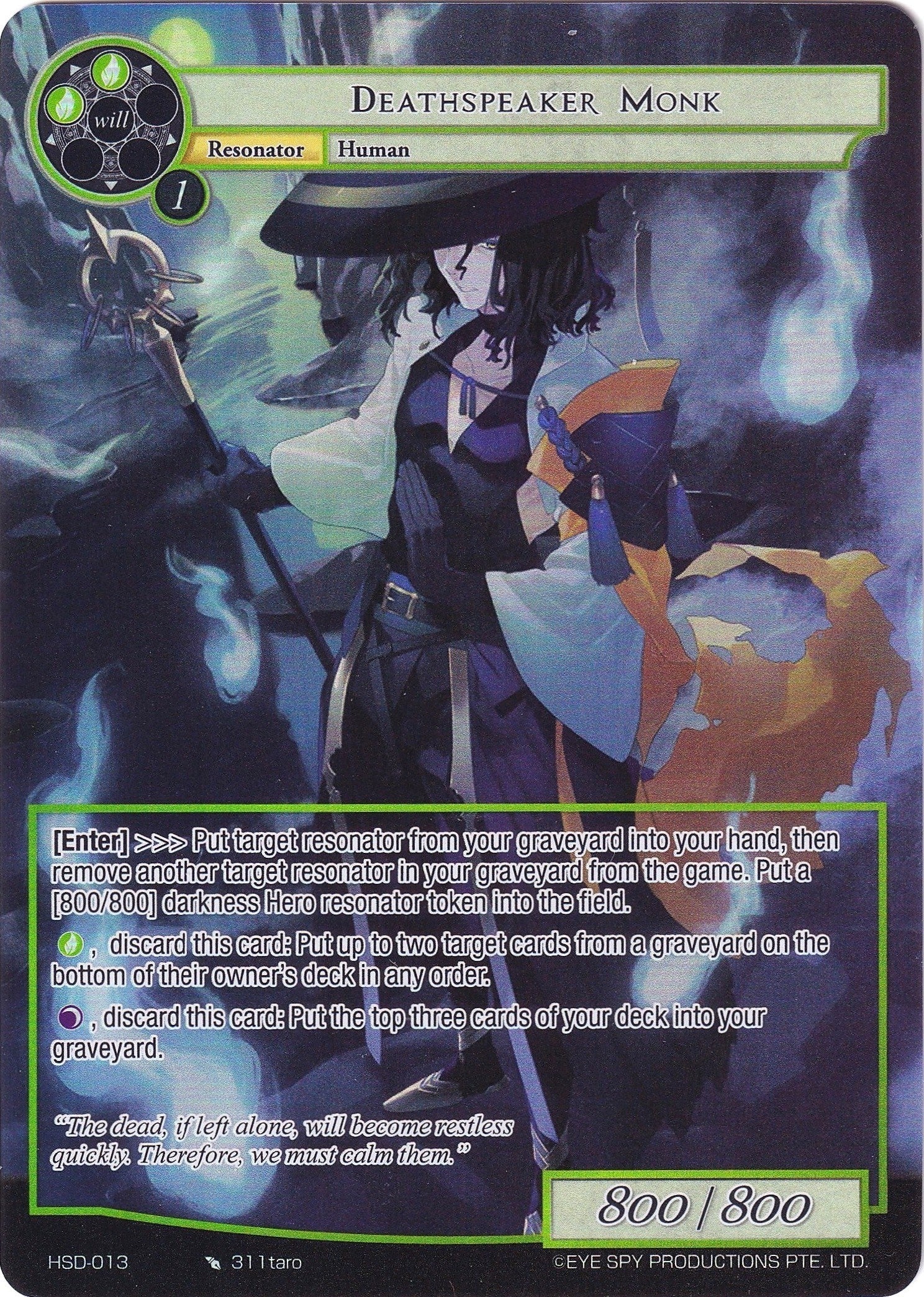 Image for Deathspeaker Monk (Full Art) (Hero Cluster Starter Decks) (HSD-013) - Force of Will