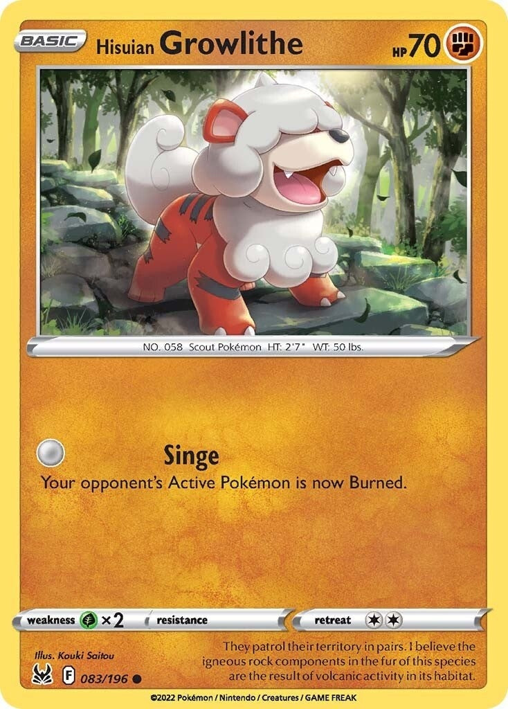 Image for Hisuian Growlithe (SWSH11: Lost Origin) (083/196) - Pokemon