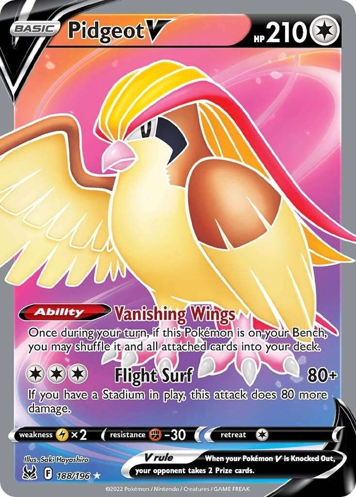 Image for Pidgeot V (Full Art) (SWSH11: Lost Origin) (188/196) - Pokemon